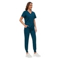 thumbnail image 3 of Set de exfoliantes VIAOLI para mujer con cuello en V y pantalones deportivos con 8 bolsillos, 3 of 7