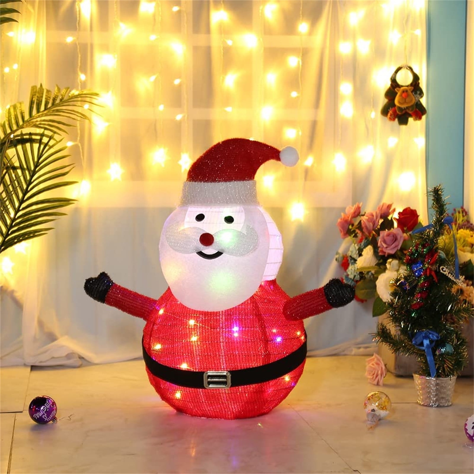 Vikakiooze 2022 Christmas LED Lights Santa Claus Shaped Snow Lamp With