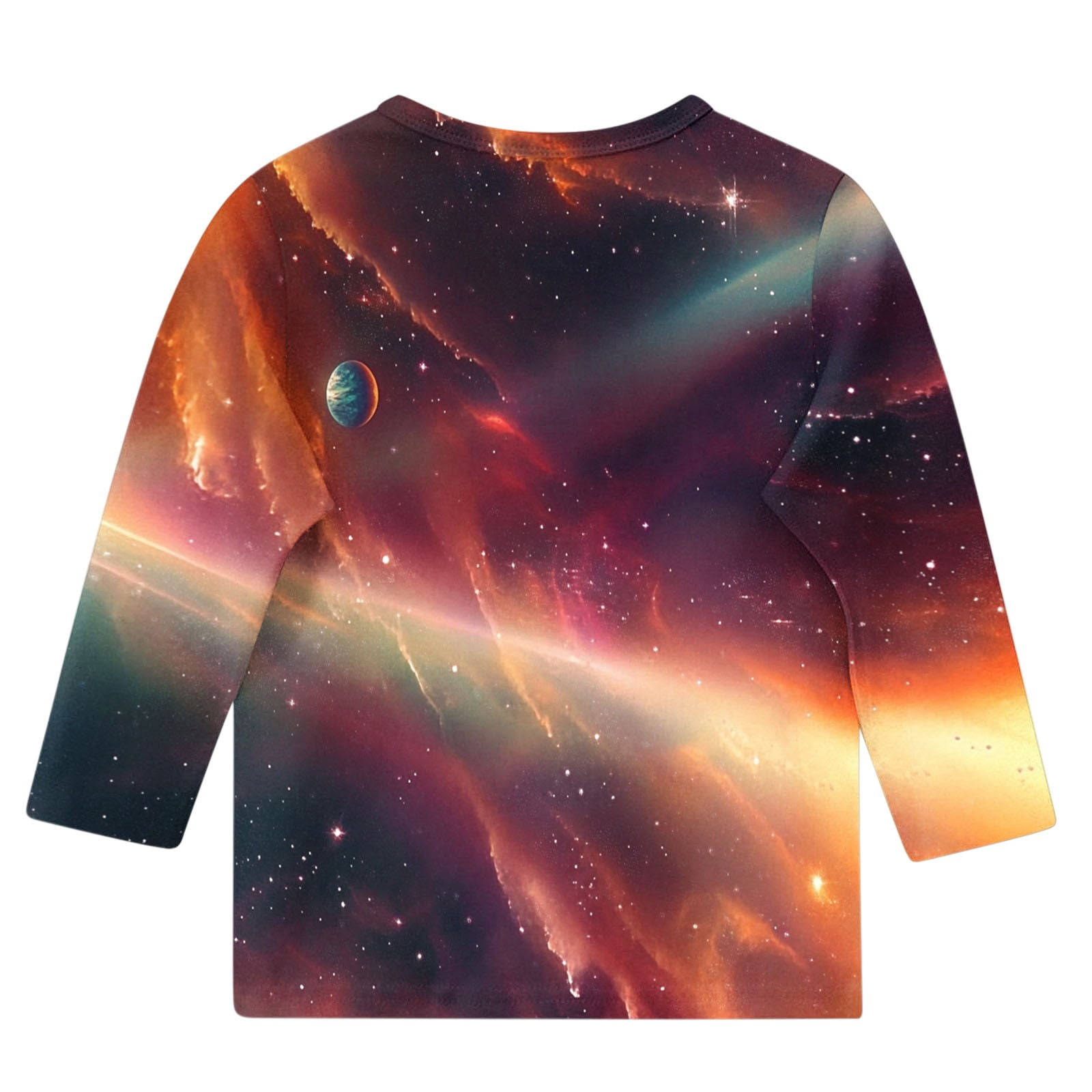 USNSM Middle and Large Children's Spring and Summer Casual Starry Sky  Printing 3/4 Sleeve Round Neck Tops Pullover Bottoming Shirt Orange 4 Years  - Walmart.com, image size:1600x1600