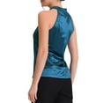 thumbnail image 3 of INSPIRE CHIC Satin Halter Tank Blouse Tops Navy Blue XS, 3 of 5