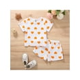 thumbnail image 2 of Biekopu 2Pcs Toddler Summer Outfit, Heart Print O-Neck Short Sleeves T-Shirt + Elastic Shorts for Girls, Boys, 6 Months to 4 Years, 2 of 9