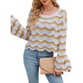 thumbnail image 2 of xiaxaixu Pull Tricoté pour Femmes Manches Longues Col Rond Creusé Vague Automne Mode Urbaine, 2 of 9