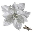 thumbnail image 1 of 15 Pcs Poinsettia Fleurs Artificielles Décorations d'Arbre Ornements Paillettes Rouges avec Clips, 1 of 8