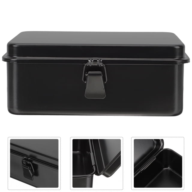 Portable Metal Tool Box with Latch for Construction Worker Carpentry 1 Set Tool Storage Case Organizer Metal Tool Chest