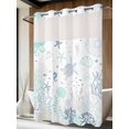 thumbnail image 4 of Coastal No Hook Shower Curtain Waterproof,Bathroom Curtains with Snap in Liners and See Through Top Window,Turquoise Blue Turtle Starfish Coral Jellyfish Hotel Style Bathtub Curtains Shower 48"Wx72"L, 4 of 8