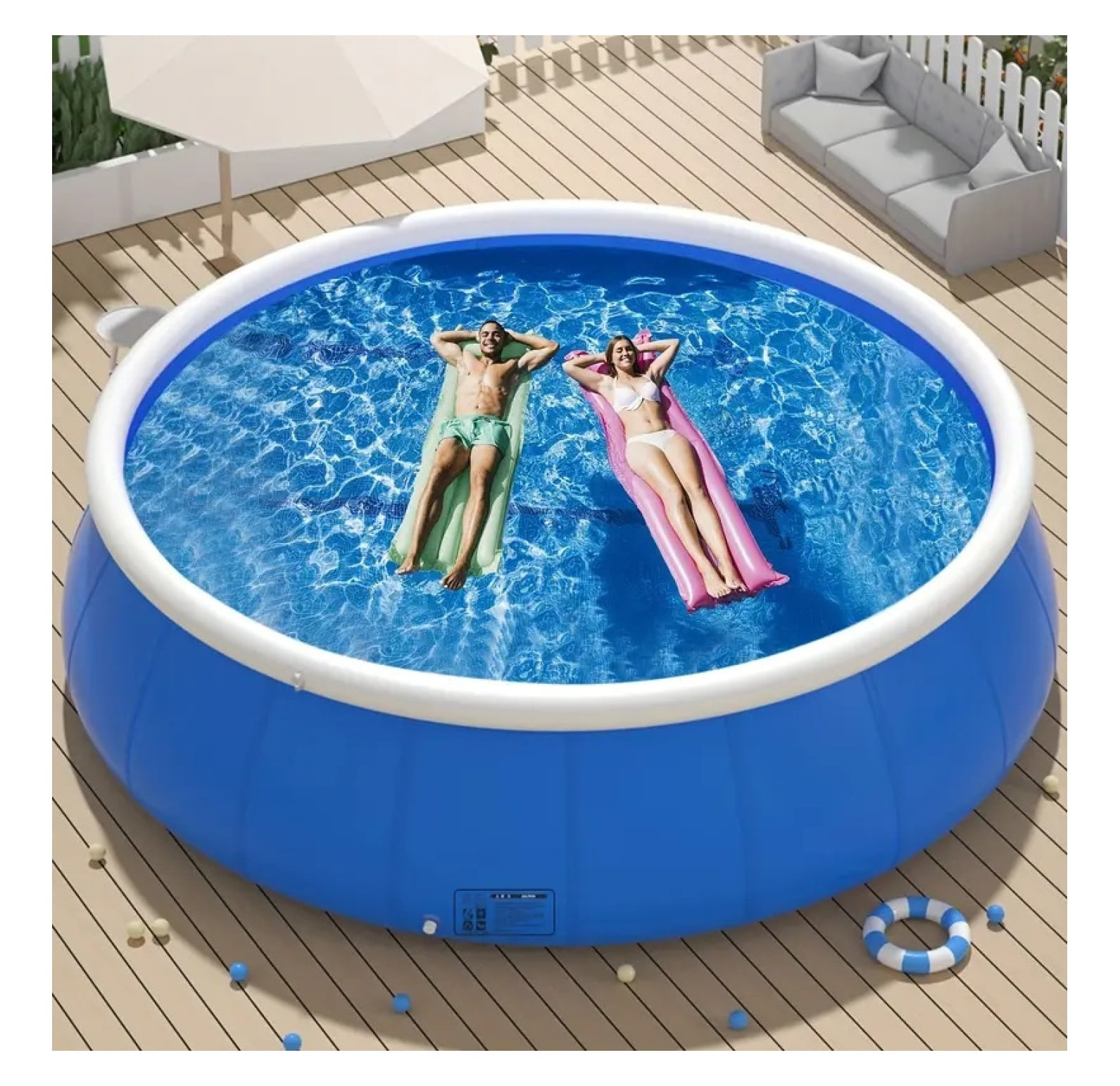 Inflatable Pool 305x76cm, PVC Outdoor Coil Mesh Pool for Garden, 4700L/1200GAL Capacity, Easy Setup & Storage