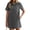 Dark gray, variant on Women Summer Denim Dress Short Sleeve Button Down Collared Loose Fit Casual Jean Mini Dress