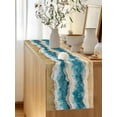 thumbnail image 2 of Coastal Beach Watercolor Wavy Table Runner 13x60in Non-Slip Cotton Linen Table Runners, Summer Ocean Waves Dresser Scarves TableRunner for Dinner Kitchen Dining Wedding Party, 2 of 9