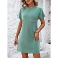 thumbnail image 5 of Summer Fashion Women's Long Dress Casual Contrast Color Twisted Short Sleeve Pocket Dress, 5 of 8
