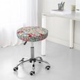 thumbnail image 7 of Pofeuu Trendy Floral Design Print Round Bar Stool Covers - Super Soft and Washable Elastic Stool Cushion Slipcover Easy Clean Velvet-12 inch, 7 of 7