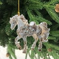 thumbnail image 2 of TanSiDing 2pcs Horse Ornaments for Christmas Tree, Enchanted Carousel Horse Christmas Ornament, Handmade Metallic Ornament with Rhinestone, Cute Christmas Ornaments - Horse Gifts for Women 10cm, 2 of 4