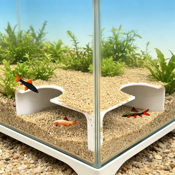 Cififendec Dual Opening Aquarium Cave Tunnel, 4.72", Invisible Sand Cover Fish Hideout Shelter for Bottom Dweller Fish Tank Landscape Layout