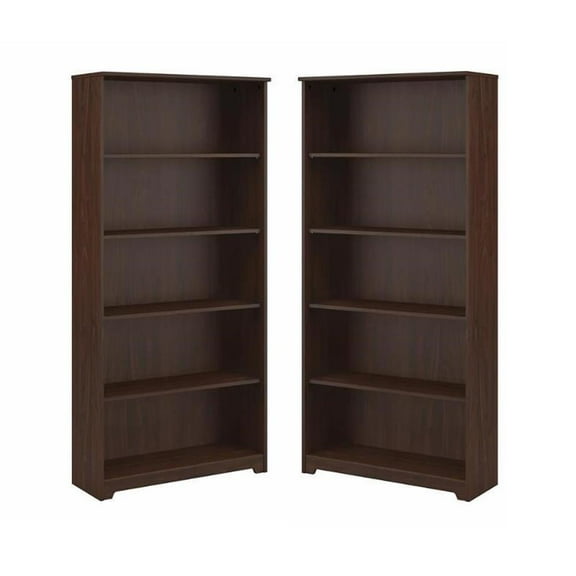Home Square 2 Piece Engineered Wood Tall Bookcase Set in Modern Walnut