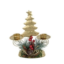 Moocorvic Candle Holders Christmas Decorations with Red Berry And Pine Needles, for Party Table Centerpiece