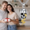 thumbnail image 5 of Skull Necklace 925 Sterling Silver Snake Skull Pendant Gothic Jewelry Gift for Women Men, 5 of 6