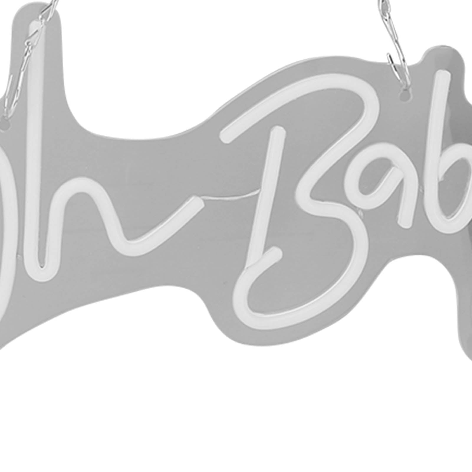 NFTIGB Oh Baby Neon Sign Acrylic USB Powered Wall Decor Neon Light for Bar Wedding Holiday Party Birthday Baby Shower White Light 16.54 inches / 42 cm