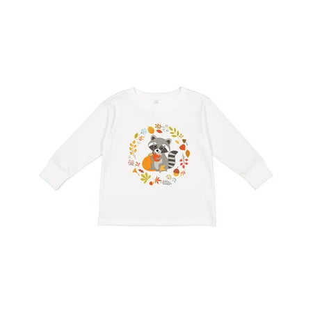 

Inktastic Thanksgiving Holiday Woodland Raccoon Gift Toddler Boy or Toddler Girl Long Sleeve T-Shirt