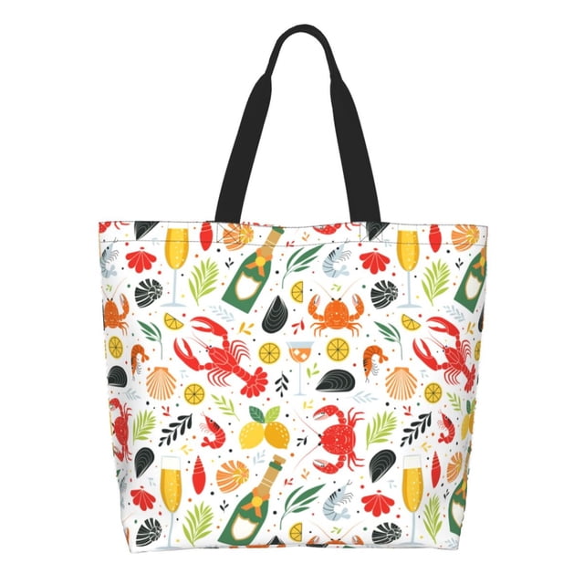 Disketp Crabs Shrimps Bolsa Tote Estampada para Mujer, Bolso de Hombro y de Mano para Compras y Viajes