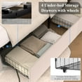 thumbnail image 5 of VECELO Queen Bed Frame with 4 Storage Drawers & USB Ports, Modern Button Tufted Upholstered Platform Bed Frame with Adjustable Headboard, No Box Spring Needed, Beige, 5 of 9