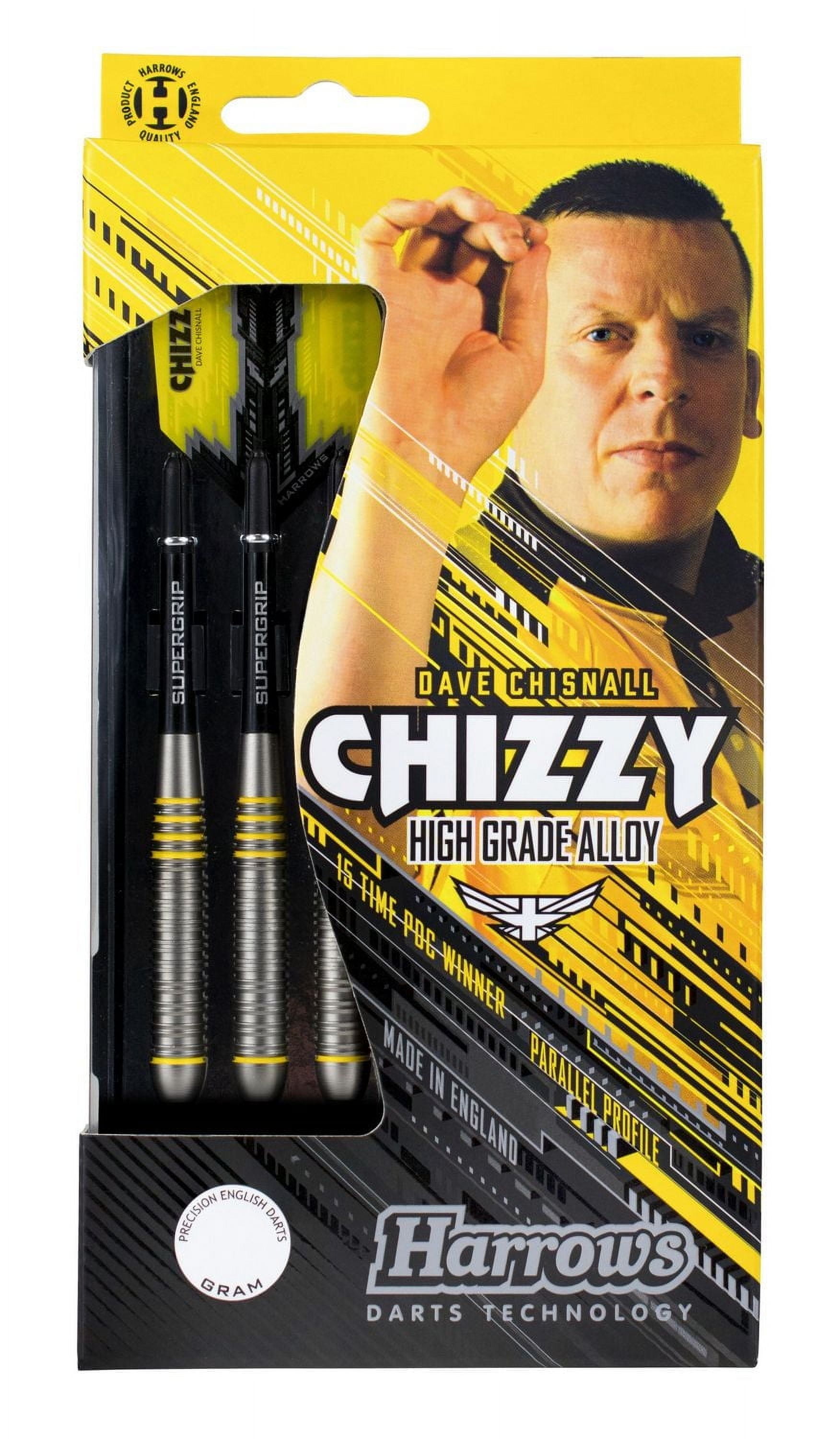 Harrows Chizzy Dave Chisnall High-Grade Alloy Darts -  Includes Three Steel-Tip “Tungsten-Look” Brass Darts, Three Supergrip Shafts & Three Prime Flights - 24 Grams