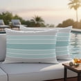 thumbnail image 5 of Outdoor Waterproof Pillow Covers Turquoise Stripe Abstract Geometric Decorative Throw Pillow Protectors,Pillowcase Cushion Cases for Patio Sofa Garden Couch,20x12in,Pack of 2, 5 of 14