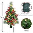 thumbnail image 4 of GUOOU Ensemble de 2 Arbres de Noël Pré-Éclairés de 30 Pouces, Décorations de Noël Extérieures pour Porche, Allée, Jardin, avec 66 Lumières LED, Baies Rouges, Ornements Boules Rouges, 4 of 10