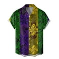 thumbnail image 4 of Bainana Summer Carnival Shirt For Men Color Block Short Sleeve Lapel Collar Tops Stylish Regular Fit Men's Mardi Gras Festival T-Shirt Gold Size L, 4 of 4