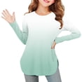 thumbnail image 2 of KyCheLot Girls Long Sleeve Tee Shirts Gradient Color Print Crewneck Loose Side Split Casual Tunic Tops 3-12 Years, 2 of 7