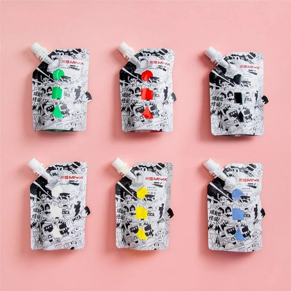 HIMI Gouache Paint refill 6 colors x100 ml each bag Design, Non-Toxic Gouache Refill Paint for Paper and Canvas Painting - Perfect for Artists, Students, and Professionals