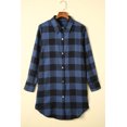 thumbnail image 1 of ABPHQTO Chaqueta camisera a cuadros azul con cuello vuelto para mujer, 1 of 5