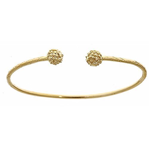 Better Jewelry 14K Yellow Gold West Indian Bangle w. Textured Ball