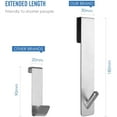 thumbnail image 4 of Extended (7-Inch) Over Door Hooks for Bathroom Frameless Glass Shower Door, Towel Hooks, 2-Pack, Silver, 4 of 10