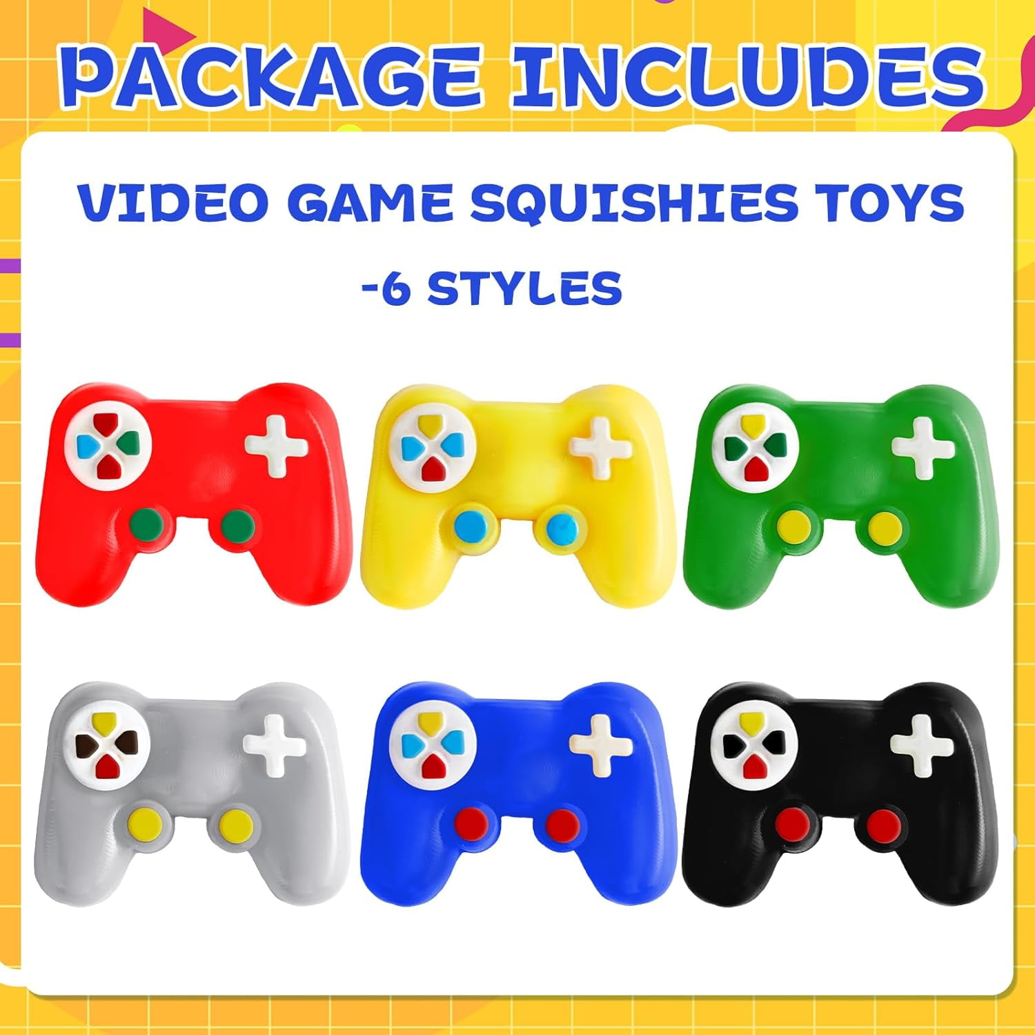 36 PCS Video Game Birthday Party Favors Gamer Squishy Toy Video Game Controller Shaped Stress Relief Toys for Goodie Bag Classroom Prizes Birthday Party Supplies