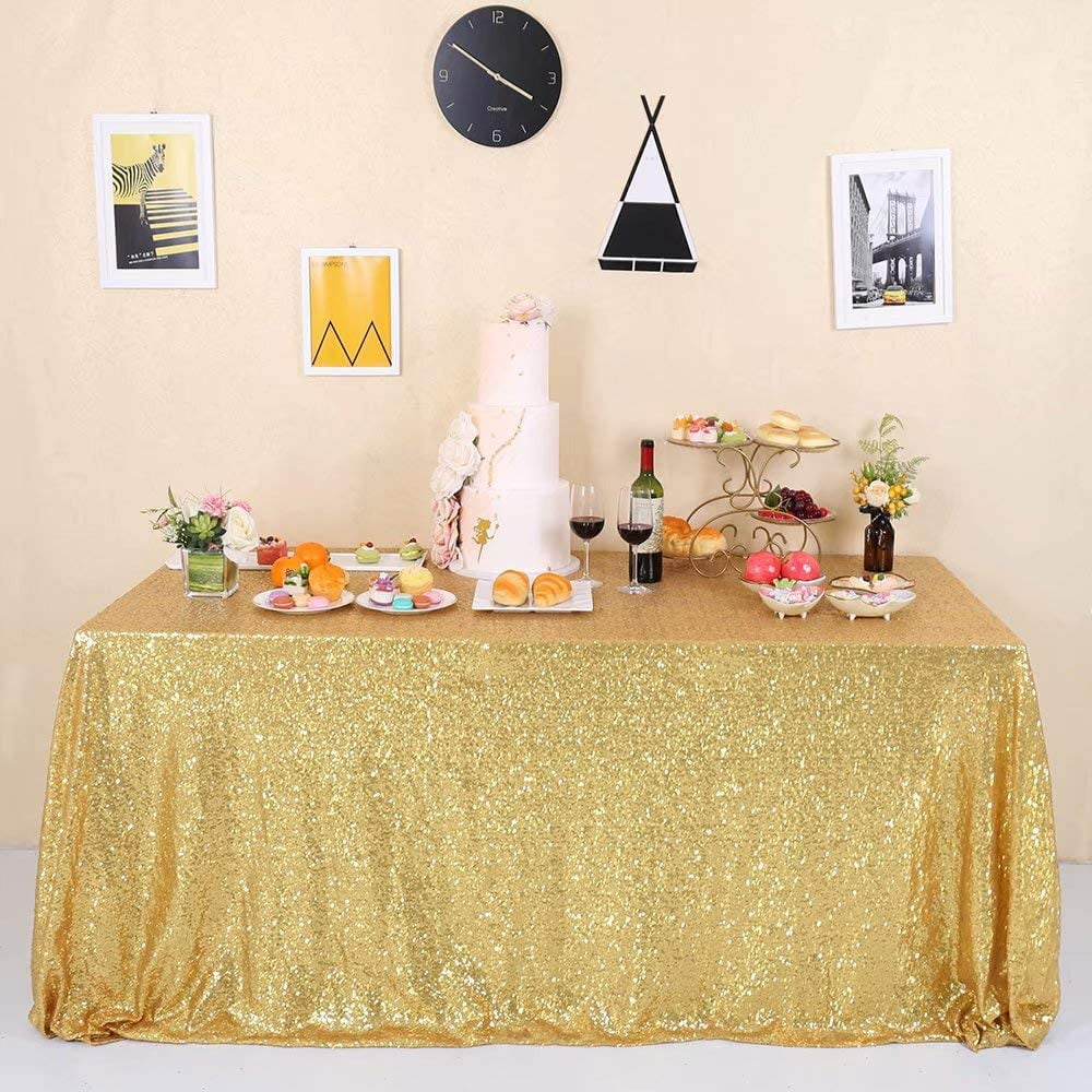Gold Sequin - Glitter Sequin Table Cover Rectangle 50x84inch for Party ...