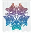 thumbnail image 3 of Pentacle Shower Curtain, Heads of Black Cats Forming a Mandala Design with Crescent Moon Pentagram Star, Fabric Bathroom Set with Hooks, 69W X 84L Inches Extra Long, Multicolor, by Ambesonne, 3 of 3