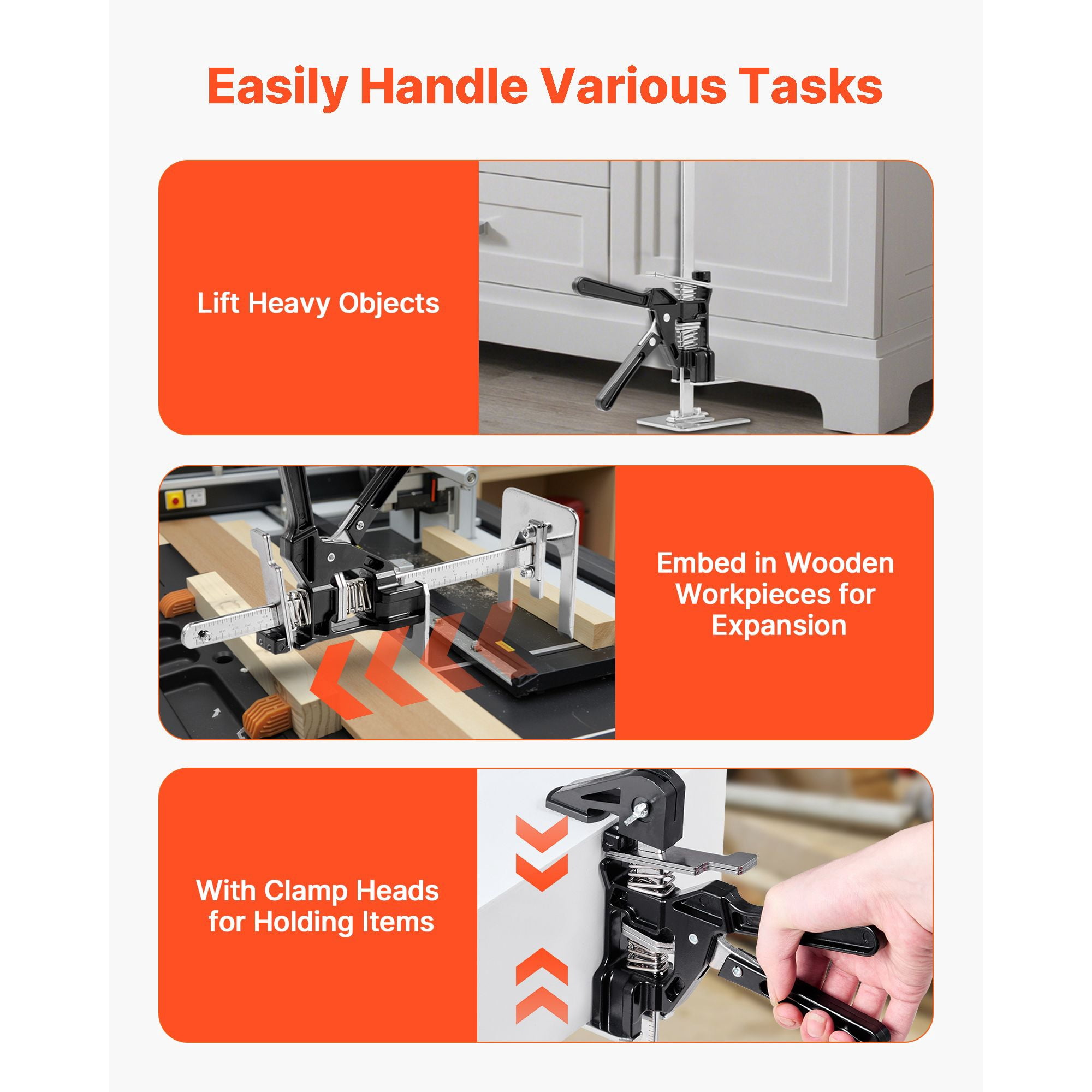 Labor Saving Arm Jack, 2 PCS 330 lbs Capacity, Lifts Up to 7.1", Metal Hand Lifting Jack Tool with magnetism Level, Adjustable Height for Door, Window, Furniture, Woodworking, Black