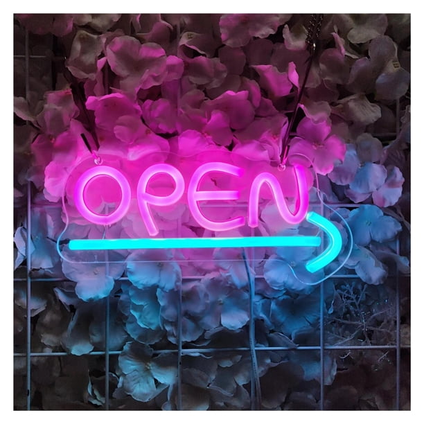 Letrero De Neón LED"OPEN"Para Negocios, Tiendas, Bares, Cafeterías Y Restaurantes. Decoración De Pared 25x12cm