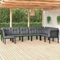 thumbnail image 2 of vidaXL Patio Furniture Set Outdoor Sectional Sofa Black and Gray Poly Rattan, 2 of 18