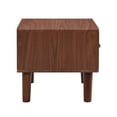 thumbnail image 4 of EUROCO End Table, Solid Wood Side table, Embossed Patterns Nightstand with 1 Drawer, Wood Legs and Handles for Living Room Hallway, Brown+White, 4 of 6