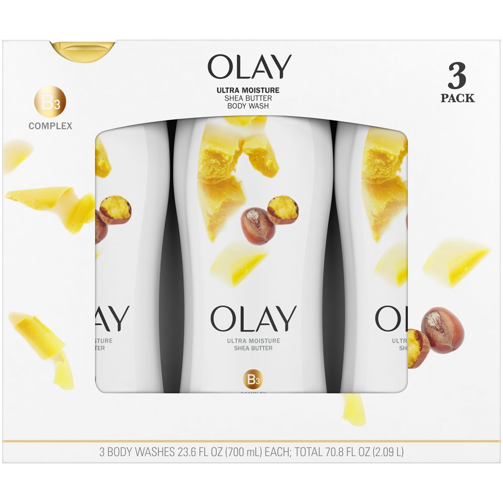 Olay Ultra Moisture Shea Butter Body Wash, 23.6 fl oz each, Pack of 3