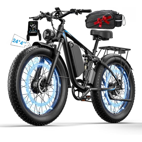 Dual Motor 5000W Peak Electric Bike for Adults-Women-Men, 52V 34AH Long Range Ebike Fat Tire 24inch, 41-45MPH Fast Electric Bicycle Dirt Bike, Hydraulic Disc Brake ebike