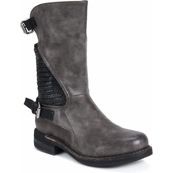 MUK LUKS WOMEN'S KALI MID CALF PULL ON CASUAL FASHION BOOTS KICK HEEL sz 6 GREY
