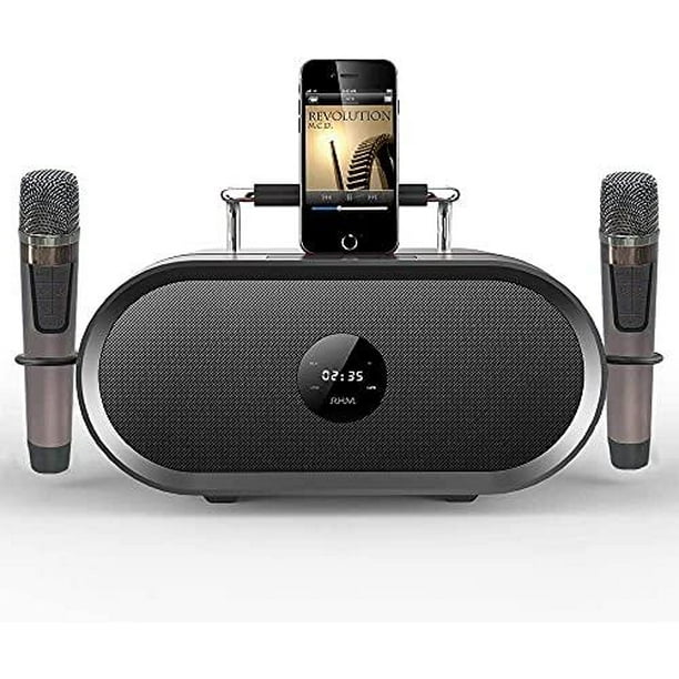 Système de haut-parleurs RHM Karaoke PA avec 2 microphones sans fil  Bluetooth/AUX/USB/SD 