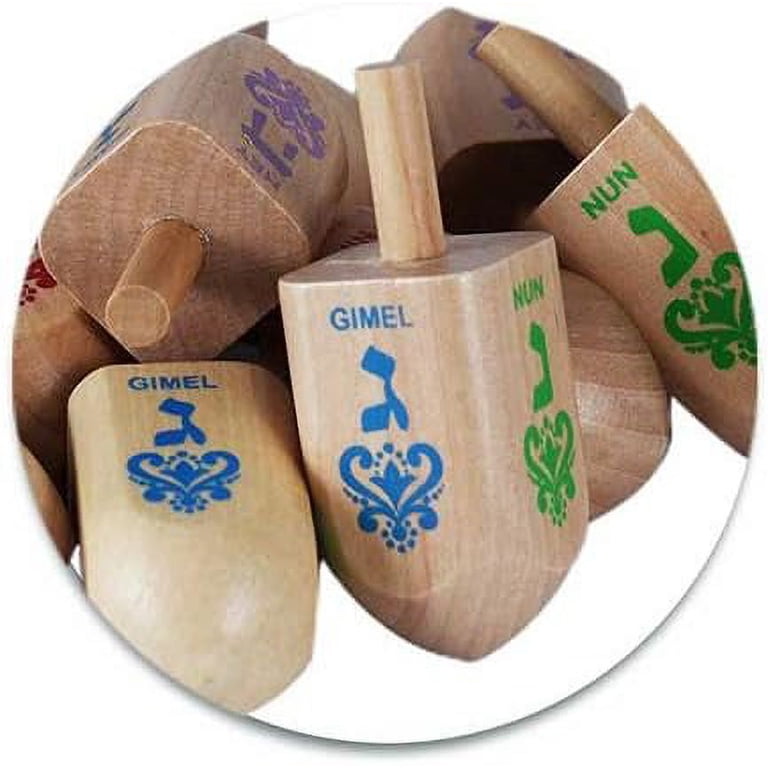 Large Natural Wood Dreidels, Pack of 25 photo 3