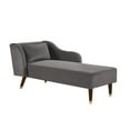 thumbnail image 3 of SYNGAR Velvet Chaise Lounge with Rolled Arm, Modern Chaise Lounge Indoor with Pillow and Solid Wood Legs, Chaise Lounge Chair for Living Room Bedroom Family Room Kids & Teen Room, Grey, 3 of 7