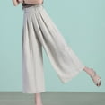 thumbnail image 4 of REALiKUN Women' s Culottes Linen Pants Summer Vacation Beach Capris Crop Casual Wide Leg Palazzo Pants, 4 of 4