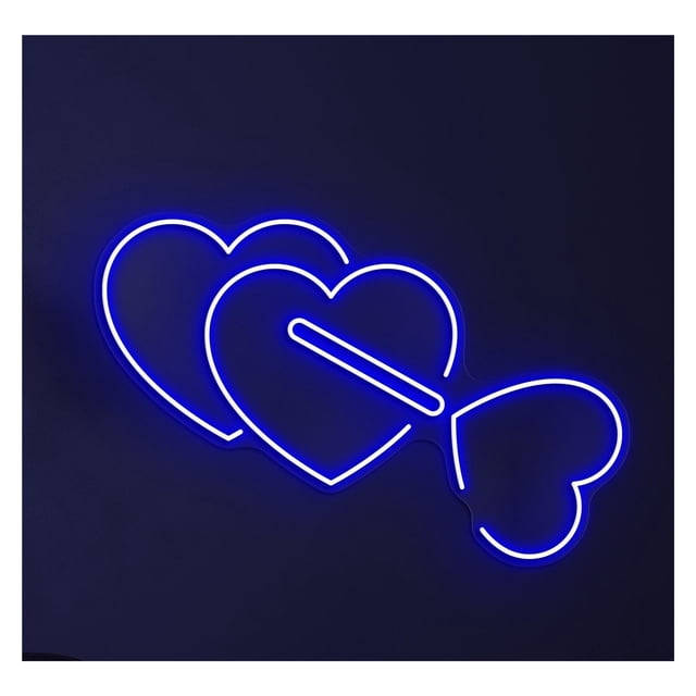 Letrero De Neón LED Con Forma Corazón Y Flecha, Dos Corazones, Amor, Decoración Pared, Boda, Pareja, Dormitorio, Guardería 45cm
