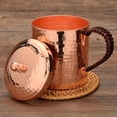 thumbnail image 2 of EASTIN 11.83oz/18.6oz Handcrafted Hammered Copper Cups - Rose Golden & Black  Heavy Pure Solid Copper Mugs with Lid for Travel  Outdoor  and Home Use, 2 of 7