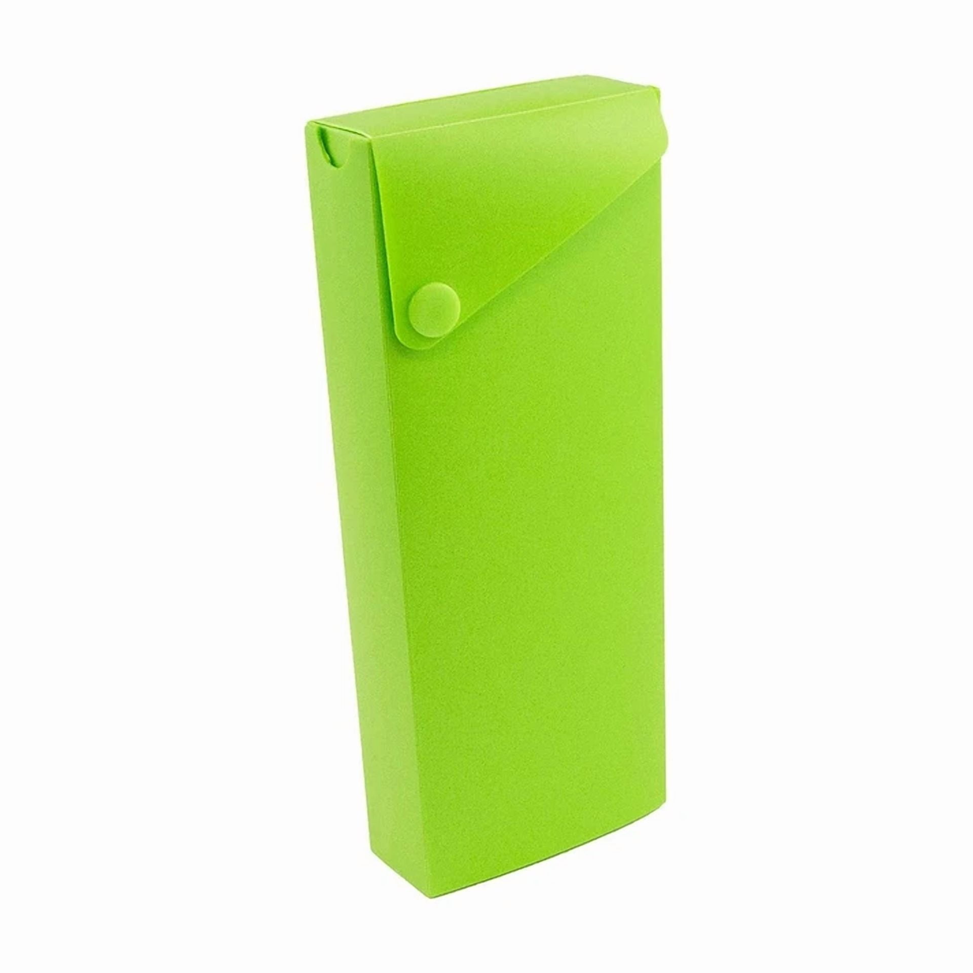 Jam Paper Plastic Sliding Pencil Case Box With Button Snap Lime Green 2166513298