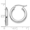 thumbnail image 2 of 10k White Gold Polished 3mm Lightweight Tube Hoop Earrings 20mm Long 3mm Thick Hoop Earring for Women, 2 of 2